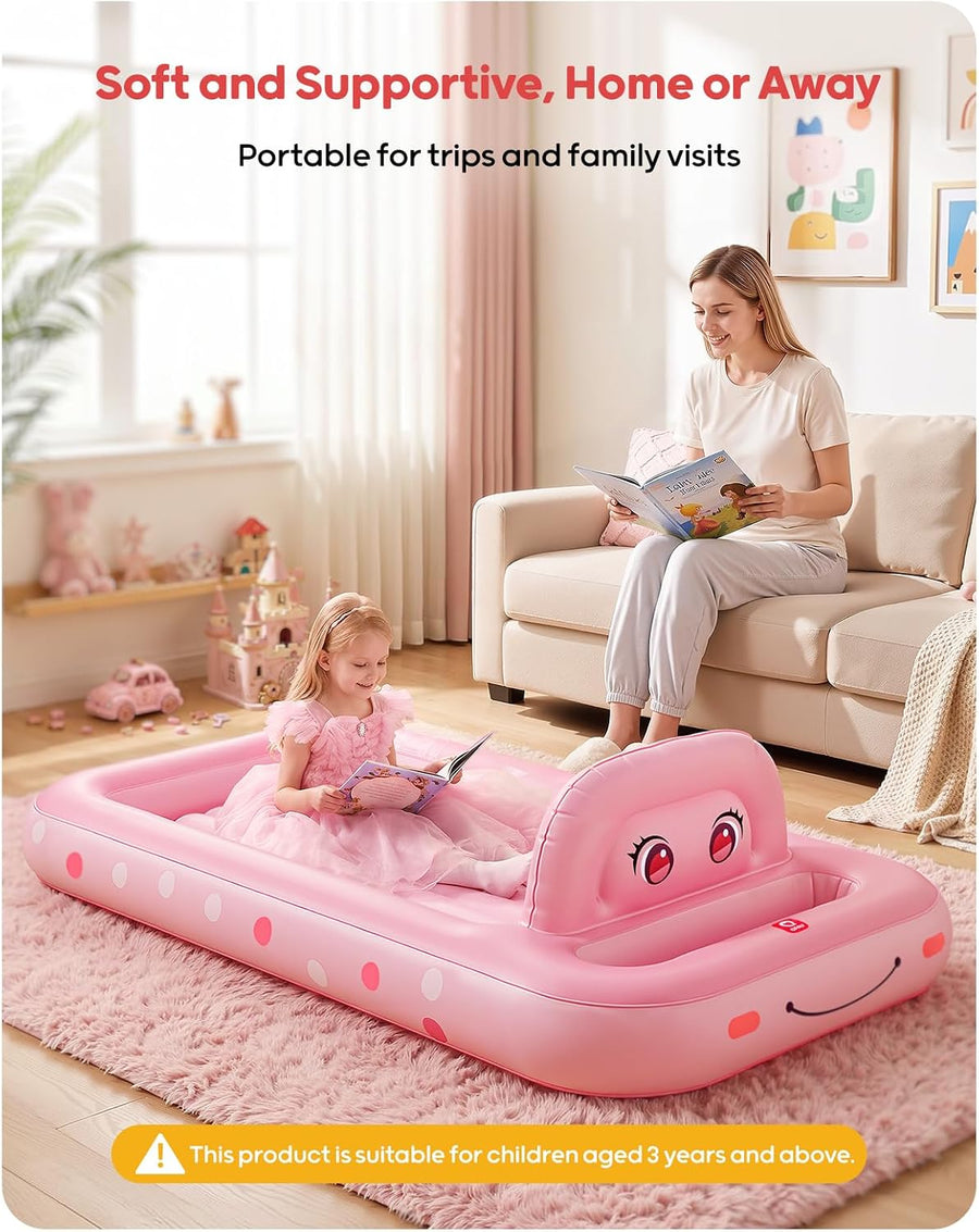 Matelas Gonflable pour Enfants, Design Tente Voiture Princesse, à partir de 3 Ans, ROSE