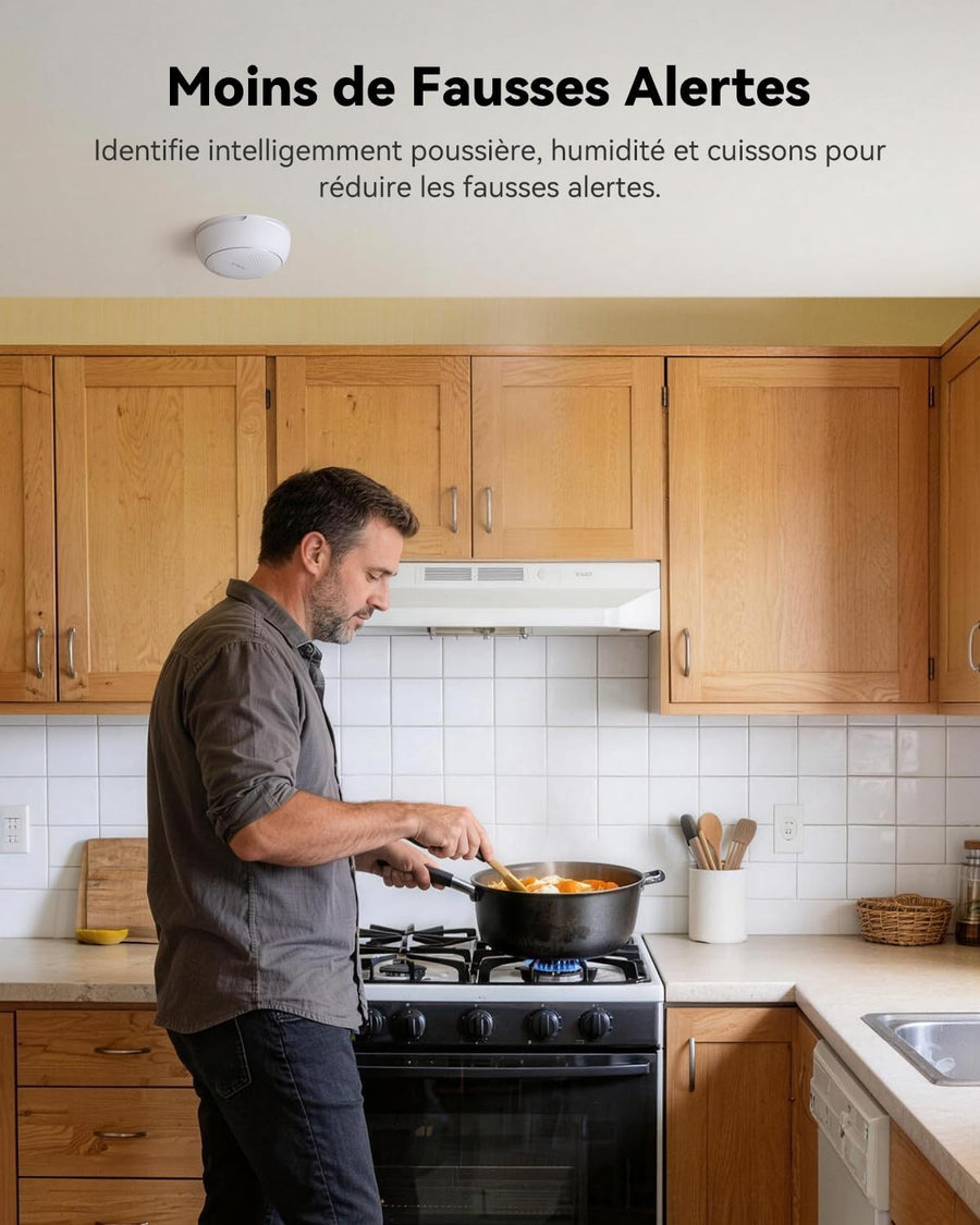 Détecteur de Fumée WiFi Intelligent EN14604, Batterie 5 Ans, Sirène 85 DB, Alarme Incendie Synchronisée Via Hub Zigbee (sans WiFi), Commande Via App, Alertes à Distance, Lot de 3 (Hub Inclus)