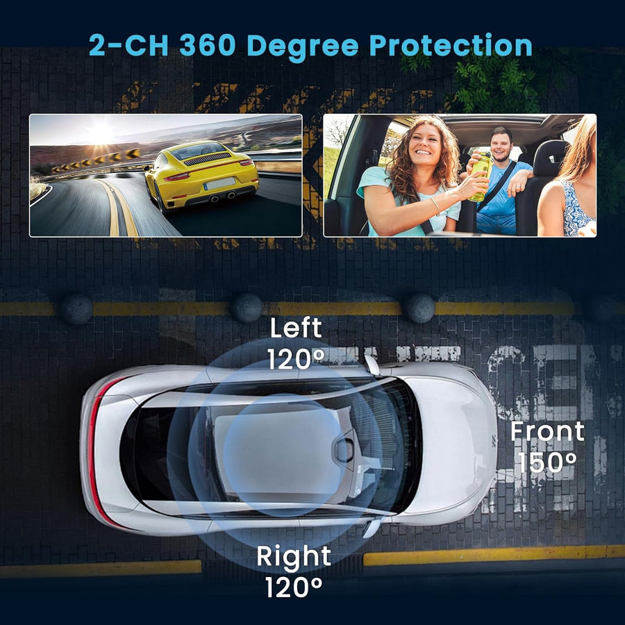 Dashcam Voiture Avant Intérieur avec Carte SD 64G, 1080P Dash Cam avec 3.16" Écran, Camera Voiture avec G-capteur, Vision Nocturne, Enregistrement en Boucle, Détection de Mouvement