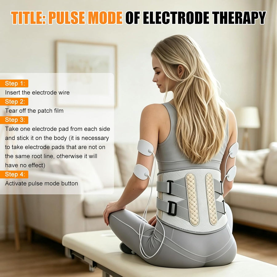 Ceinture Chauffante Lombaire avec 9 Modes de Massage, 5 Niveaux de Chaleur, 4000 mAh Batterie, Ceinture Chauffante Dos Sans Fil, pour Détendre les Lombaires, Abdominales