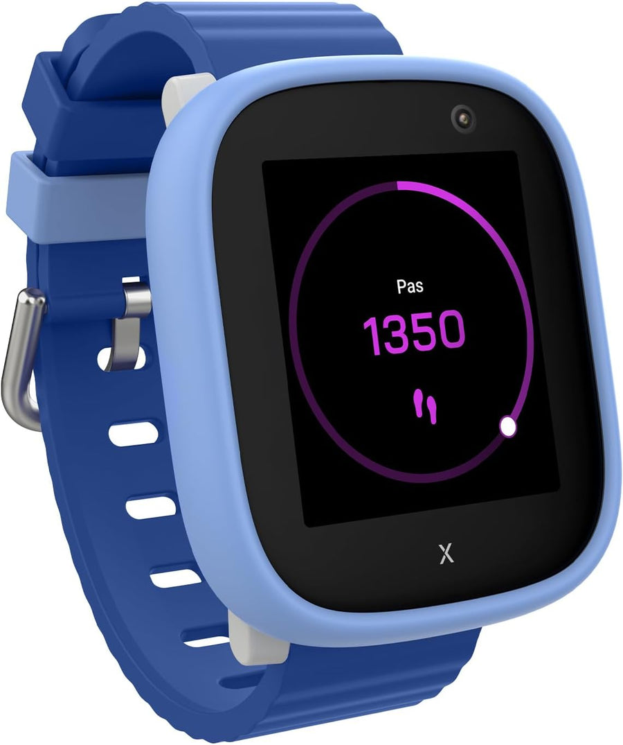 XPLORA Kidzi Play Montre connectée Enfants (avec SIM) 4G - GPS, SOS, Appels Appels, Messages, localisation GPS, Appareil Photo, podomètre, Mode école, SOS - incluant 3 Mois d'abonnement Gratuit BLEU