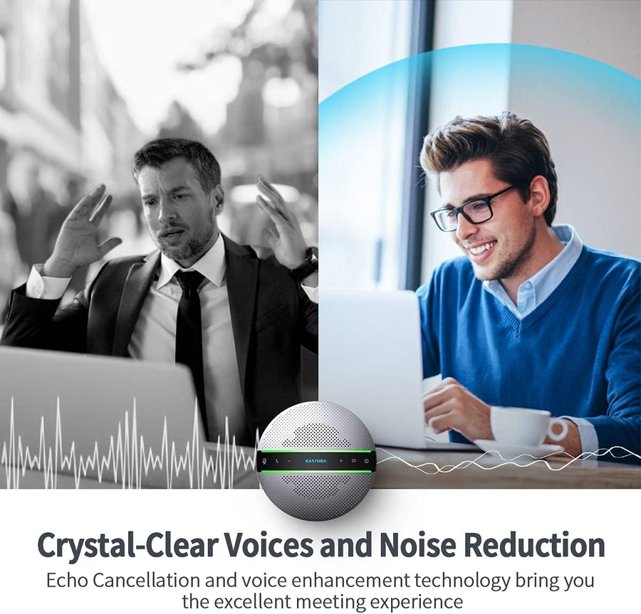 Bluetooth Conference Speakerphone SP300KIT 2pk Bundle, jusqu'à 16 participants, 18H d'appel, 360° Voice Pick-up 2x6 AI Echo & Noise Cancelling Microphones