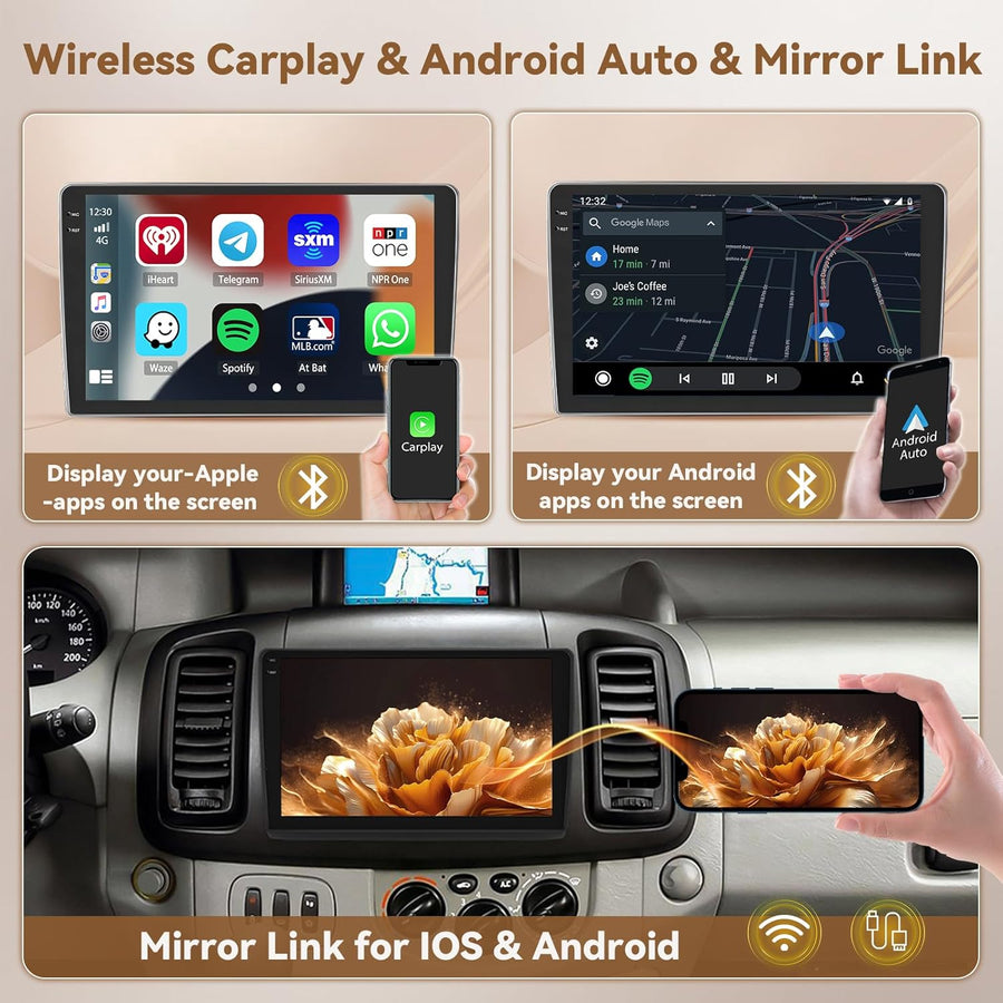 Carplay 4G+64G Android 15 Autoradio 10" pour Renault Trafic CarPlay | Aussi pour Nissan Primastar. Wireless CarPlay. Android Auto. WiFi. FM/RDS. Caméra + MIC