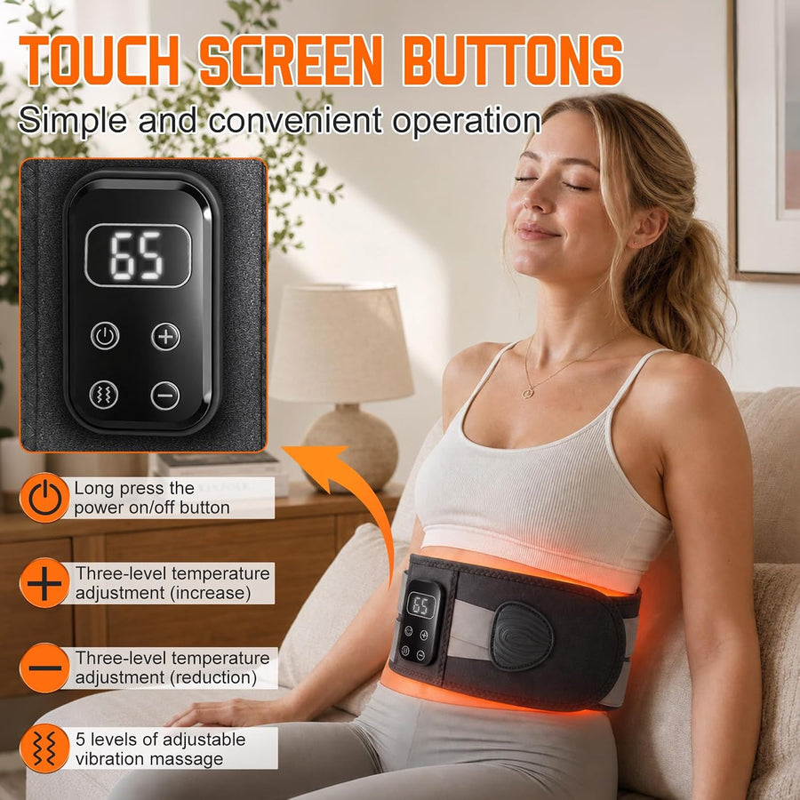 Ceinture chauffante pour le dos, coussin chauffant, masseur sans fil avec 5 modes de massage et 5 niveaux de chaleur, batterie 2000 mAh, arrêt automatique, pour soulager les maux de dos