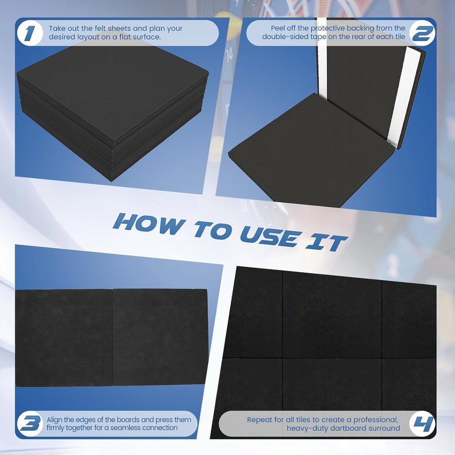 90x90 cm Protection Murale pour Cible de Fléchettes en Feutre et Liège, Panneau Adhésif pour Protéger Le Mur et Les Fléchettes, Dos en Liège Résistant aux Impacts