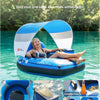 Tube de rivière gonflable de 116,8 cm avec auvent pare-soleil amovible, tube flottant robuste pour adultes, repose-jambes et dossier ergonomiques, sac imperméable et porte-gobelets BLEU