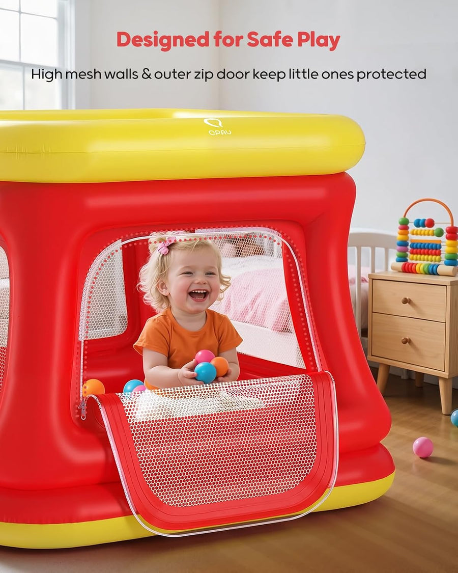 Maison gonflable 3 en 1 pour tout-petits de 1 à 3 ans, piscine à balles et trampoline, maison gonflable avec filet de sécurité, intérieur et extérieur, aire de jeux pour bébé