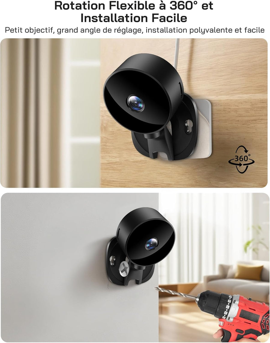 Lot de x4 Caméra Intérieure sans Fil 1080P, Caméra WiFi avec Vision Nocturne, Détection de Mouvement, Audio Bidirectionnel, Compatible Alexa & Google Home, WiFi 2,4 GHz Uniquement