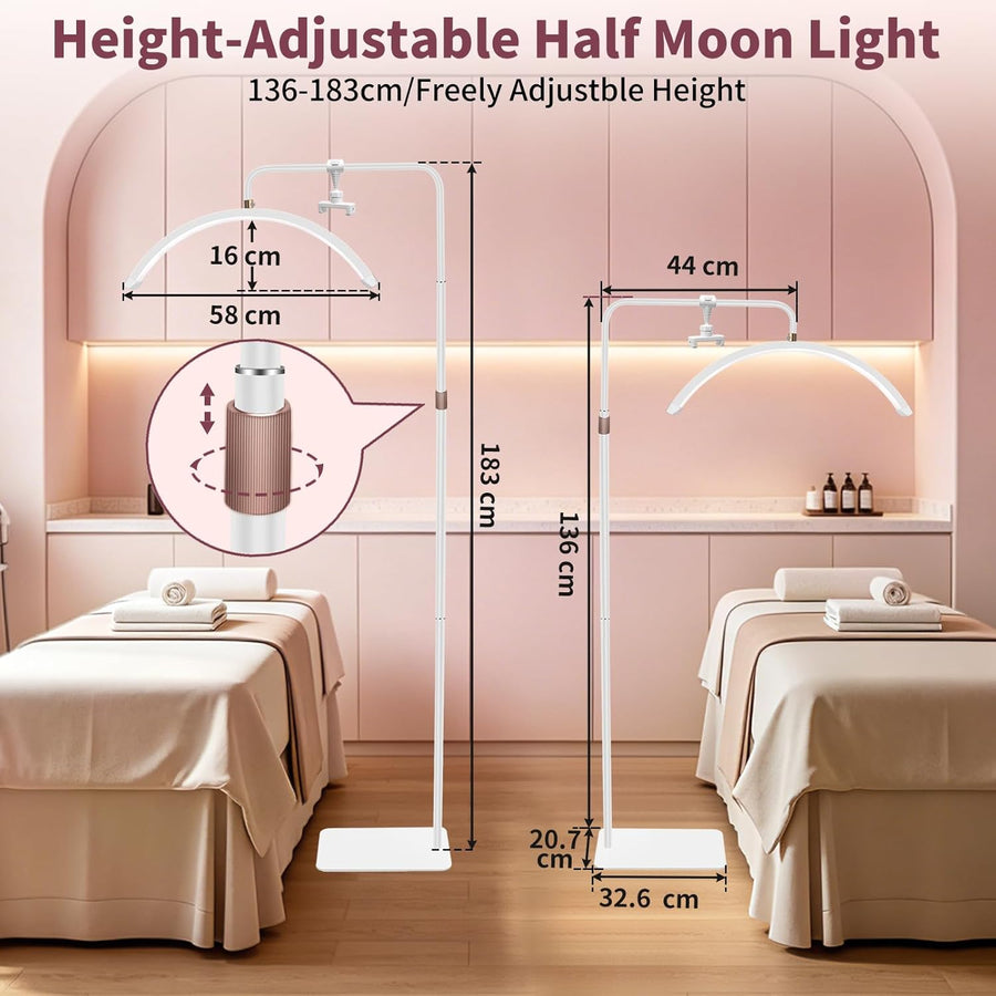 Lampe Demi Lune Extension De Cils: Luminosité réglable Lampe Demi Lune - Avec support pour téléphone - TêTe De Lampe Rotative à 360° - Utilisé Pour Les Extensions De Cils, Les Tatouages -Blanc