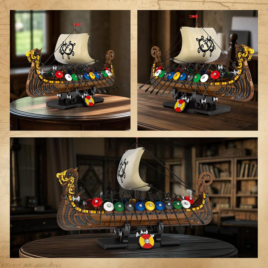 Ensemble de construction modèle pirate viking, kit voiles et boucliers 66101, cadeau hommes adultes garçons, décoration bureau viking