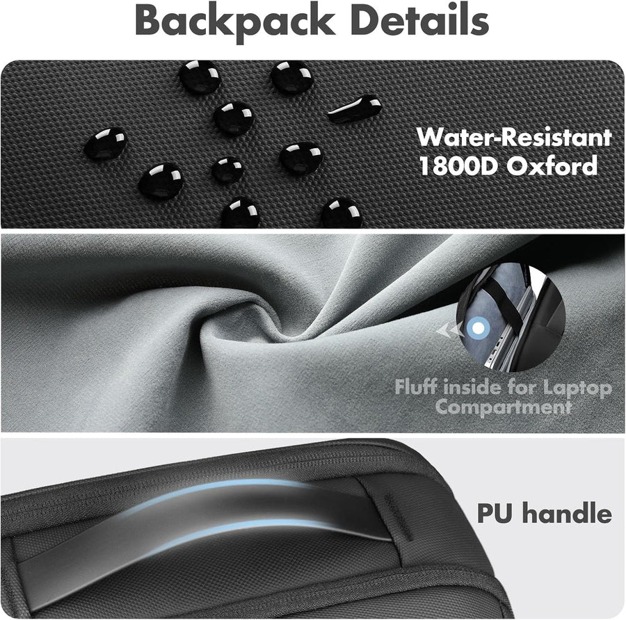 Sac à Dos Ordinateur Portable 15,6 Pouces Imperméable Sac à Dos Business | Fermeture Verrouillable Antivol Léger Sac à Dos Travail avec Double Port USB-A & USB-C pour Affaires Voyage et Université 25L