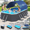 Piscine Rectangulaire Tubulaire avec Auvent, Piscine hors sol Pliable Grande, Metal Frame Piscine Tubulaire Épaissi, Facile à Ranger&Épuisement Piscine pour Jardin et Famille,228 x 127 x 50 cm