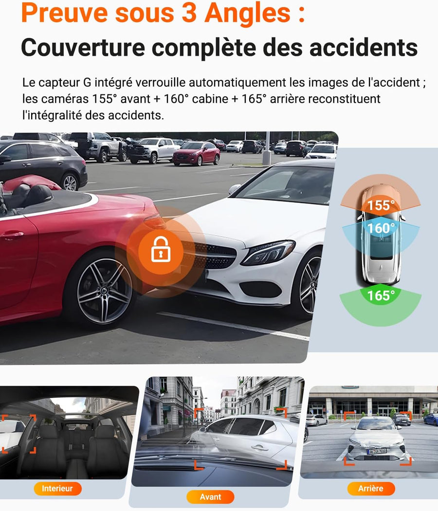 VANTRUE N4 Pro S Dashcam Voiture 3 Canaux 4K+1080P+1440P Avant Int Arrière STARVIS2, HDR, Vue 360°, Vision nocturne IR, WiFi 5GHz GPS, Mode Parking 24h, Commande vocale FR, Carte MAX 1To, N4PSRC18