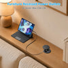 Multiprise Encastrable avec Câble USB-C Rétractable PD 35W, Noir | Prise Encastrable Plan de Travail, 2 USB-C, 2 USB-A, 1,8M Câble, Bloc Prise Escamotable avec Couvercle, Découpe Ø100 mm