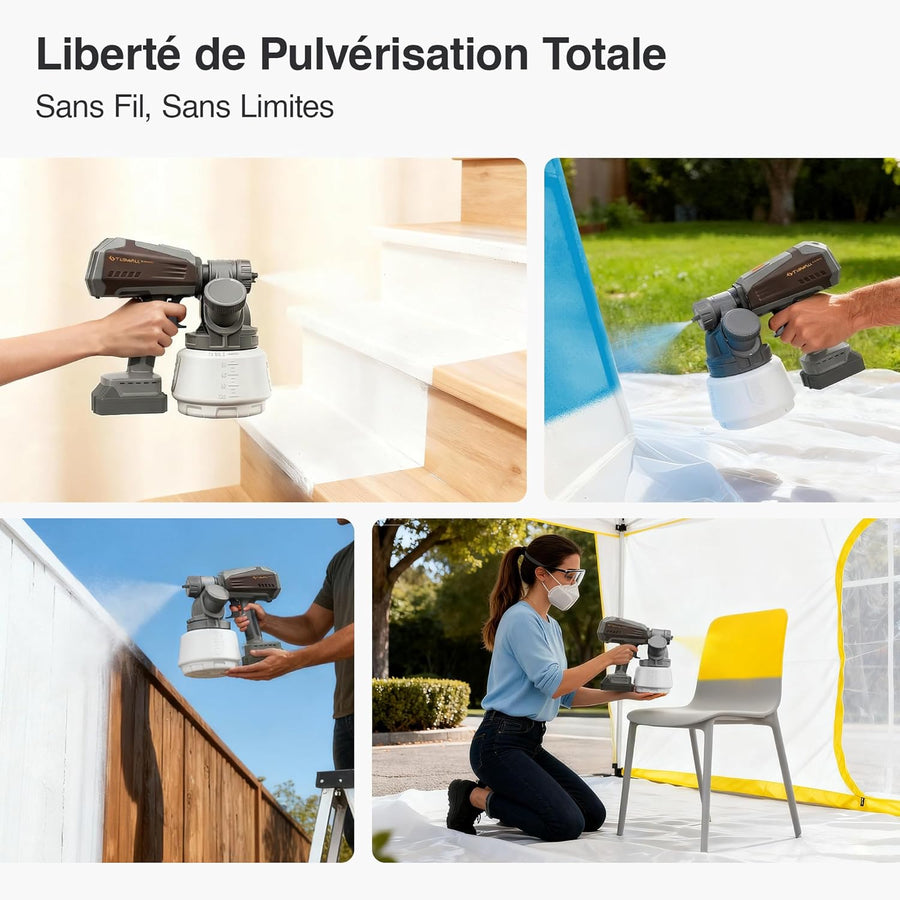Pistolet a Peinture, Compatible avec Batteries Makita 18V (Batterie Non Incluse), Pistolet Peinture Électrique avec Moteur sans Balais, Réservoir Latéral 1300 ML, pour Peinture Murale
