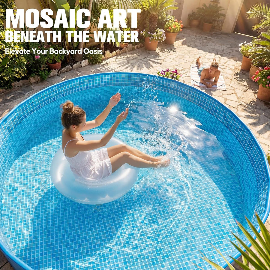 Piscine Tubulaire Ronde, Piscine Hors Sol, Piscine Metal Frame Épaissi, Facile à Ranger Piscine Pliable pour Enfants et Adultes, Piscine Frame Tubulaire Robuste pour Jardin, 228 x 228 x 50 cm