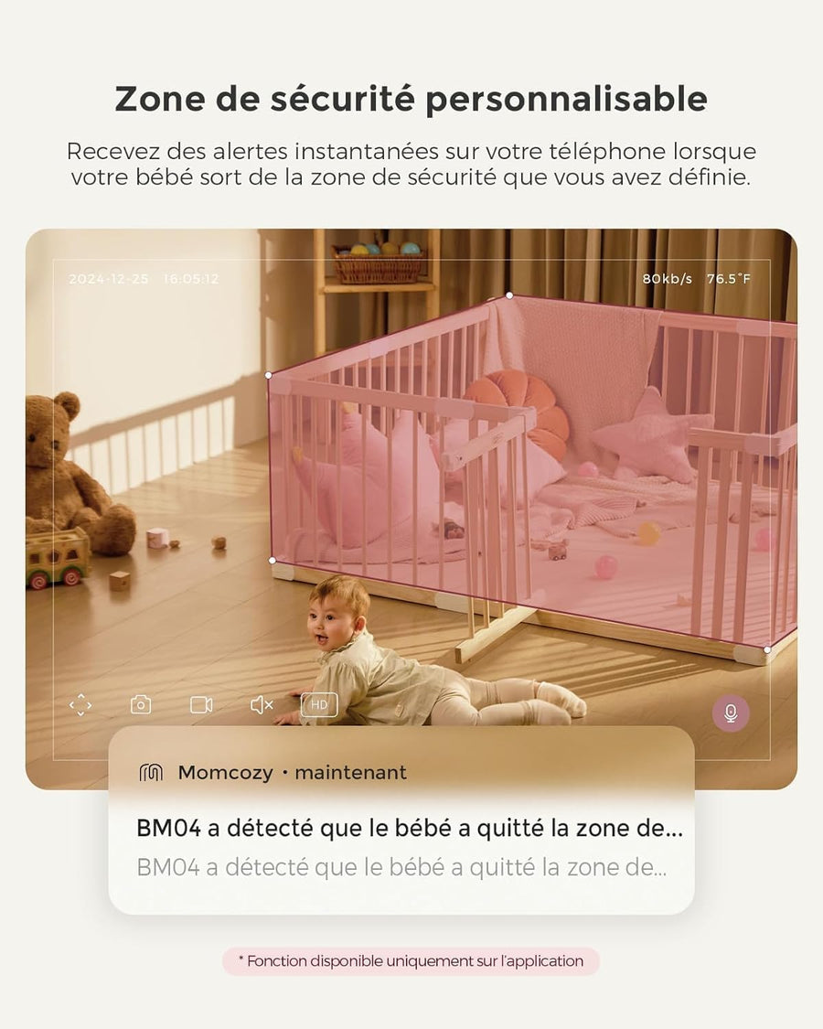 Babyphone Caméra BM04 | Écran 5 Pouces, avec ou sans WiFi | Livré avec 1 Caméra, Vision Nocturne 1080p, Portée 290 m, Autonomie 20h, Détection Pleurs et Mouvement