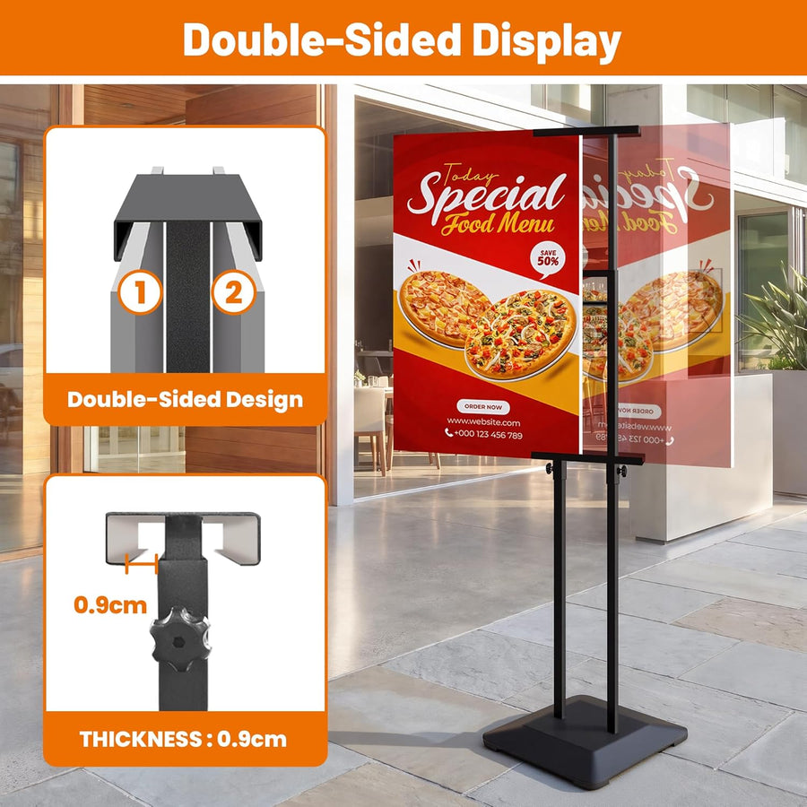 Support Panneau Publicitaire Ultra Stable Base Lourde – Support d’Affiche Double Face Réglable – Présentoir Professionnel Sur Pied pour Panneau Mousse – Restaurant & Salon – 1 Pièce