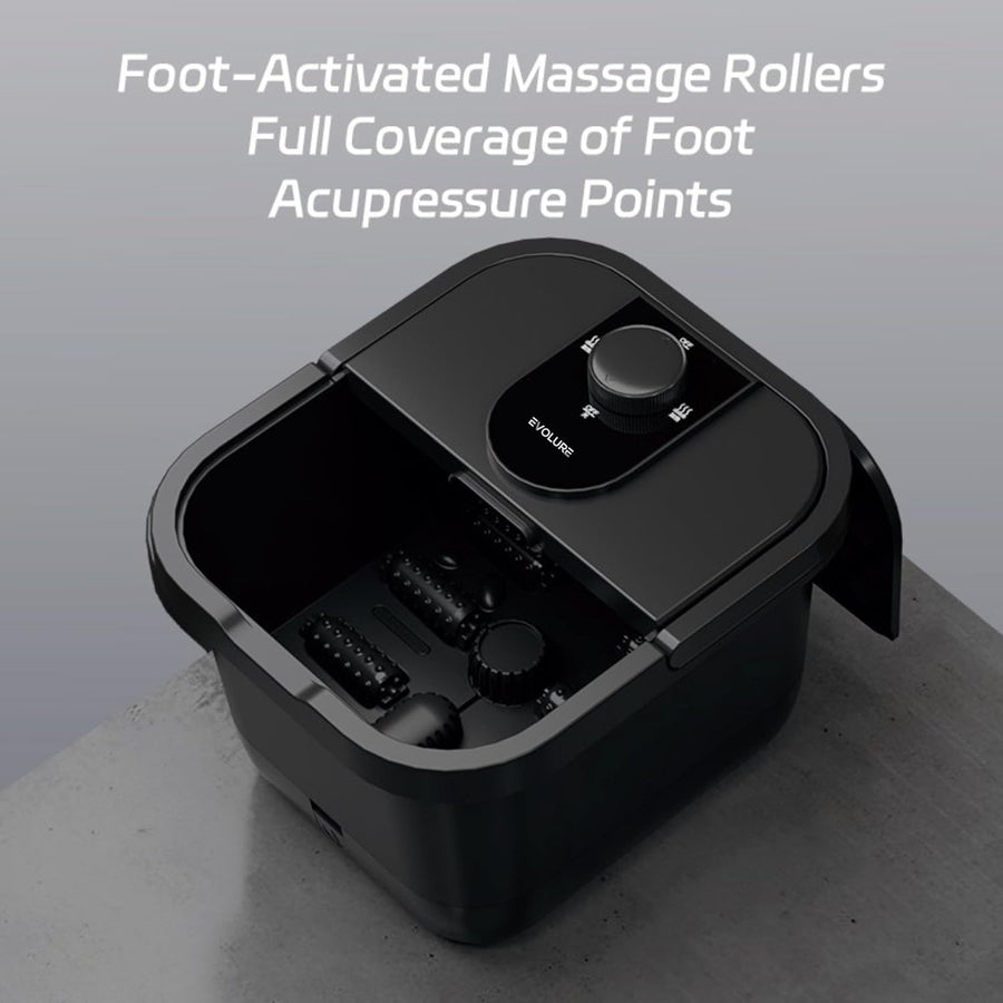 Bain de Pied Électrique, Appareil Massage Pieds avec Chauffage 45°C, Bulles et Rouleaux de Massage, Spa Pieds à Domicile avec Vidange, Noir