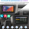 Autoradio 2 DIN Universel avec CarPlay & Android Auto sans Fil Bluetooth, GPS, FM, USB, Type-C, Commandes au Volant, Écran Tactile