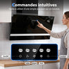 Hotte Aspirante 60cm, 400m³/h, A+++, Sans Balais, Évac/Recycl 3 vitesses mécaniques, Éclairage LED, noir mat/verre, filtre alu 3 couches, kit montage + tuyau alu 1,5 m inclus