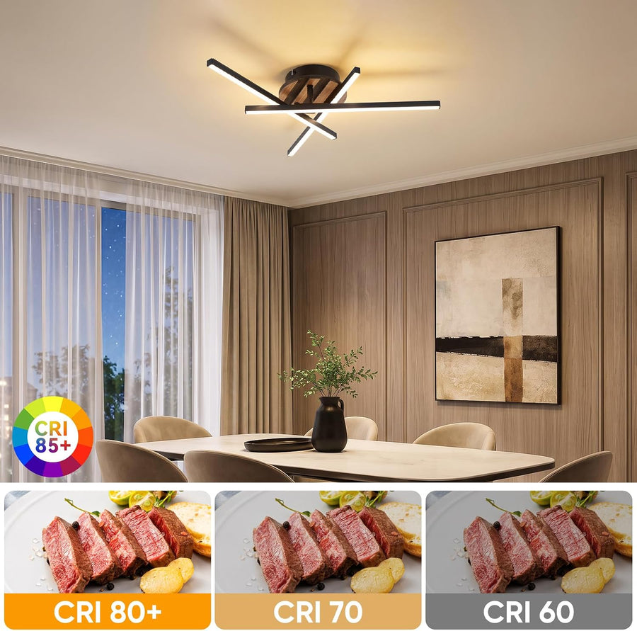 Plafonnier LED 3000K Lampe Plafond Noir CRI≥80 Plafonnier pour Salon Chambre Bureau Cuisine et Couloir