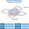 Ventilateur de plafond avec éclairage LED 68 cm, blanc - 6 vitesses, lampe de plafond à intensité variable pour salon et chambre, éclairage et ventilateur commutables séparément