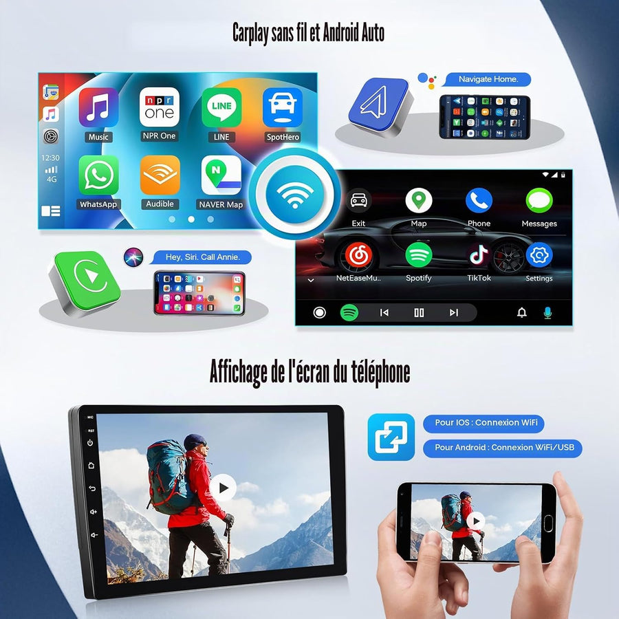Autoradio 4 Go + 64 Go Android 15 pour Renault Clio 3 2005-2014 avec CarPlay Android Auto Mirror Link – Écran Tactile 9 Pouces Voiture, WiFi Bluetooth 5.0 FM/RDS 32EQ USB avec Caméra de recul