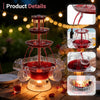 Fontaine de Fête 3 Niveaux avec LED et 5 Verres, pour Vin Rouge Jus Punch 4L Fontaine à Boissons Électrique, Réutilisables Fontaine à Vin Rouge pour Pubs, Fêtes à la Maison et Fêtes d'Anniversaire