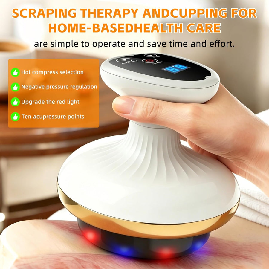Masseur Anti Cellulite Electrique, Appareil de Massage 4-en-1 Contre la Cellulite avec 9 niveaux et 9 niveaux de chauffage, Appareil de Massage Gua Sha Électrique pour Détendre Muscles