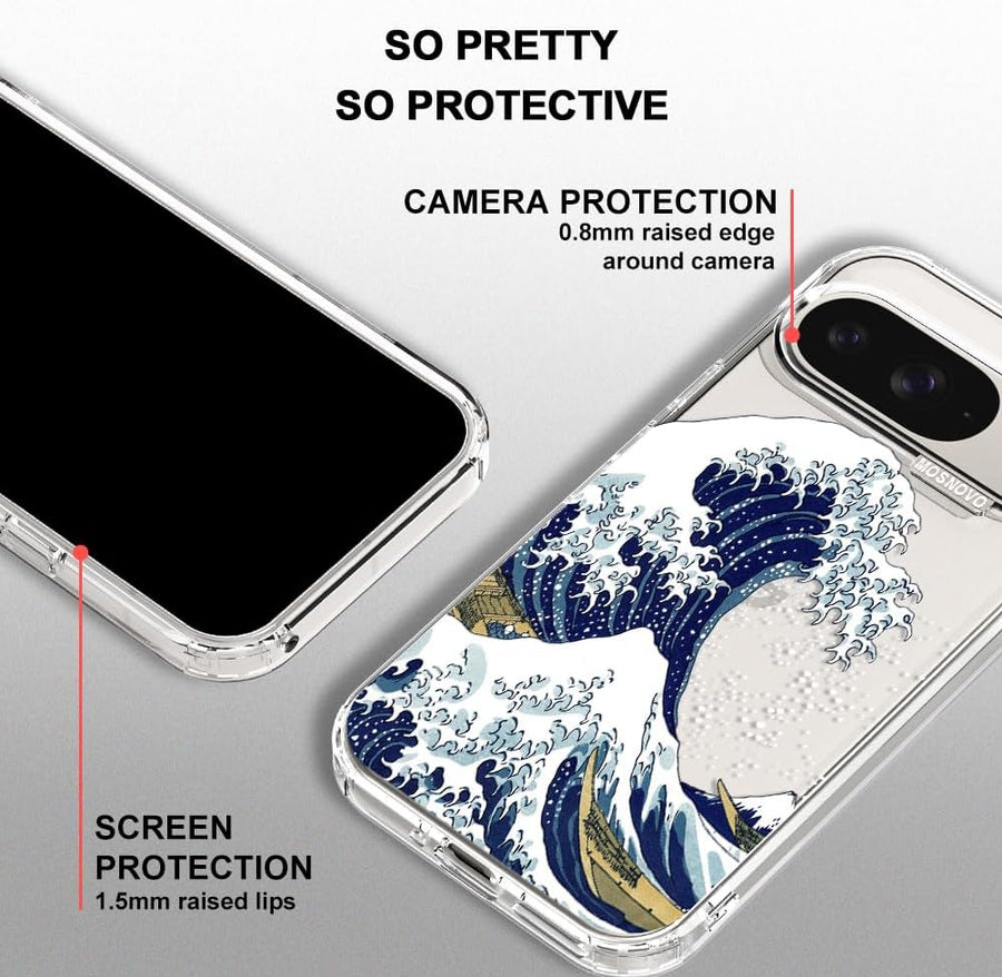 Coque pour Google Pixel 9 & 9 Pro - Housse Fine Transparente Antichoc en TPU + PC [Protection Contre Les Chutes de 2 m/Anti-Pelage] - Art de Collage Vintage
