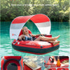 Tube de rivière gonflable de 116,8 cm avec auvent pare-soleil amovible, tube flottant robuste pour adultes, repose-jambes et dossier ergonomiques, sac imperméable et porte-gobelets ROUGE
