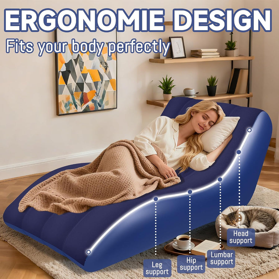 Fauteuil Gonflable, Canapé Gonflable à Surface Floquée, Canapé Gonflable Portable pour Adultes, Canapé-lit Double, Chaise Gonflable pour Camping, Fauteuil Gonflable pour Intérieur et Exterieur