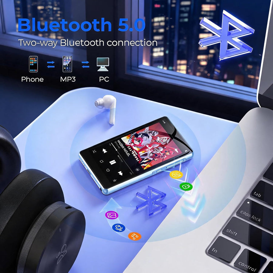 Android Lecteur MP3 avec Spotify avec Bluetooth et WiFi, 96Go Lecteur de Musique avec écran Tactile 4,5", Pandora, Amazon Music, Android 13 MP4 et MP3 Lecteur pour Enfants avec Libby, Spotify Kids