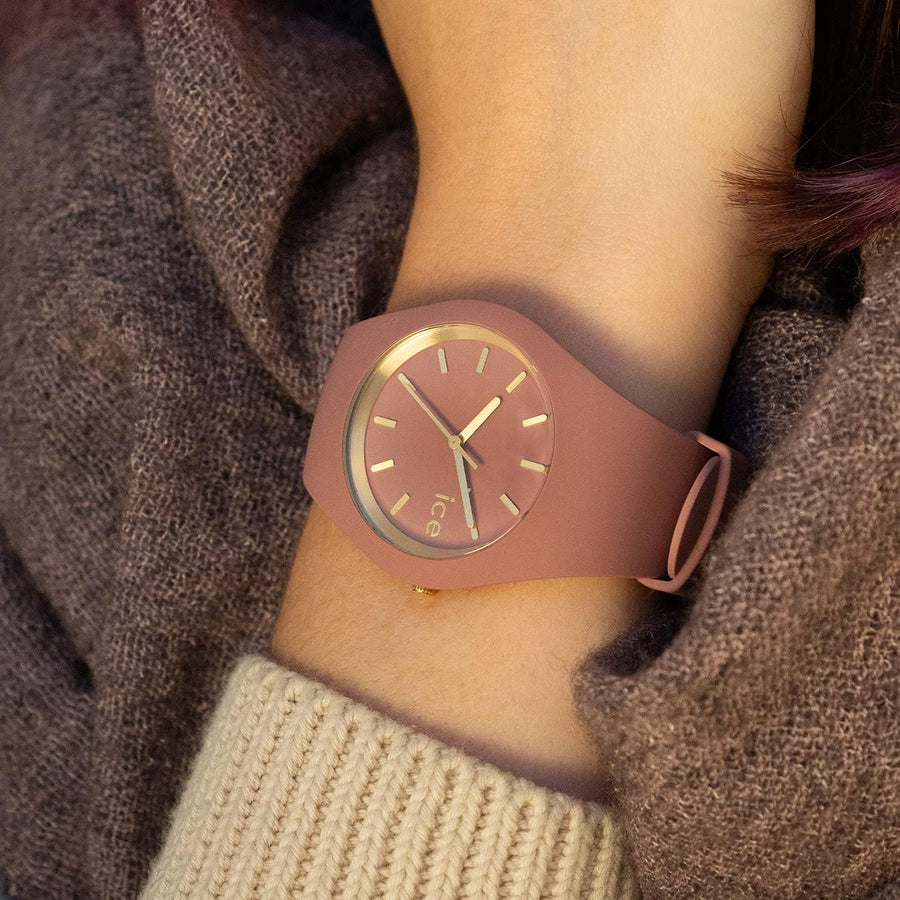 Ice-Watch - ICE glam brushed Fall rose - Montre rose pour femme avec bracelet en silicone