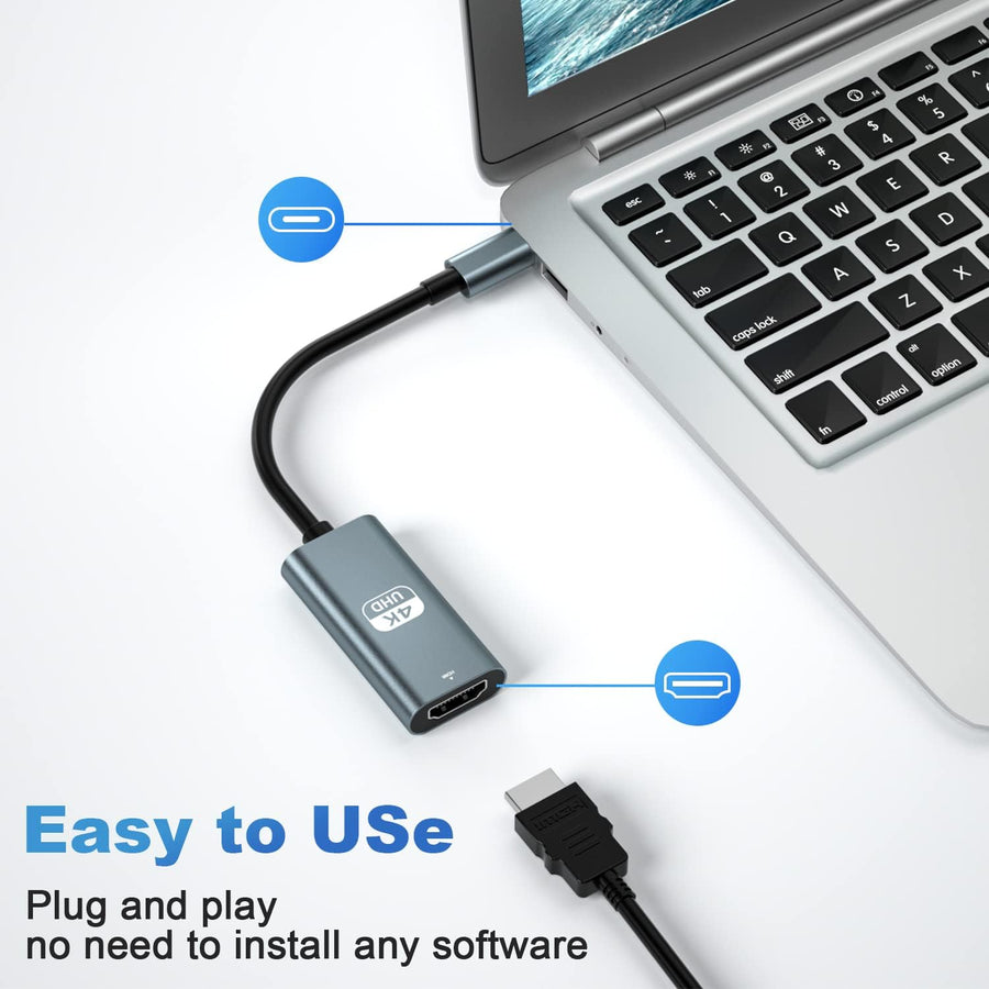 Adaptateur USB C vers HDMI 4K @ 60 Hz, Type-C (Thunderbolt 3) vers Adaptateur HDMI Femelle, Compatible avec Mac