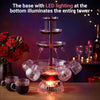 Fontaine de Fête 3 Niveaux avec LED et 5 Verres, pour Vin Rouge Jus Punch 4L Fontaine à Boissons Électrique, Réutilisables Fontaine à Vin Rouge pour Pubs, Fêtes à la Maison et Fêtes d'Anniversaire