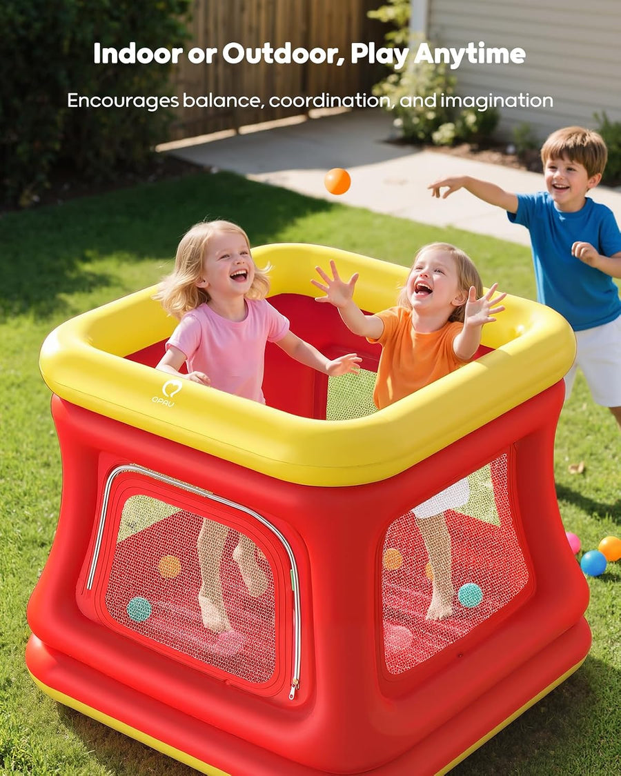 Maison gonflable 3 en 1 pour tout-petits de 1 à 3 ans, piscine à balles et trampoline, maison gonflable avec filet de sécurité, intérieur et extérieur, aire de jeux pour bébé