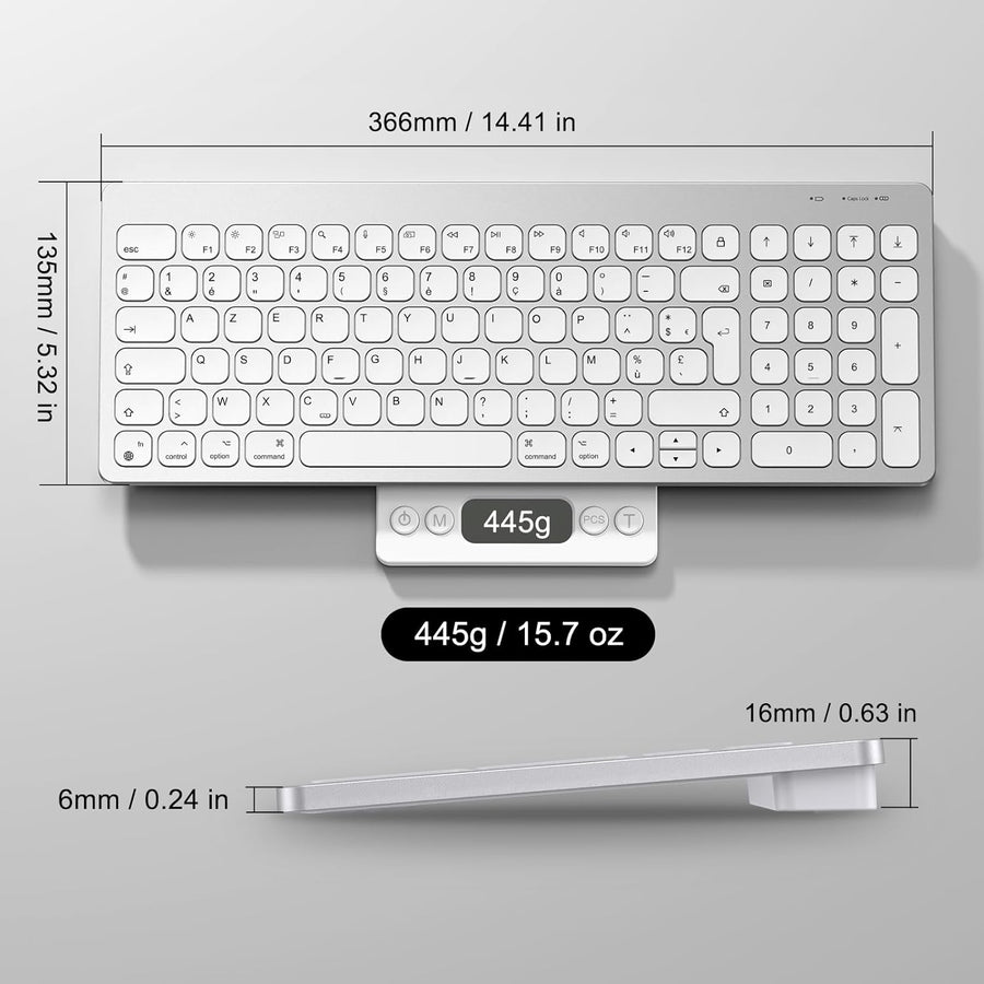Clavier Bluetooth pour Mac OS, OMOTON Clavier sans Fil pour Apple MacBook Pro/Air, iMac, iMac Pro, Mac Mini/Pro, Clavier Silencieux Alimenté par AAA Piles, AZERTY