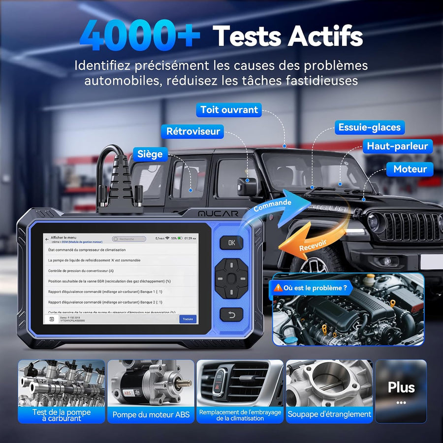 mucar 682 Diagnostic Intelligent par IA Valise Diagnostic Auto, Diagnostic Complet du Système, Tests Actifs Bidirectionnels, 20 Réinitialisations, Guide V.A.G, FCA AutoAuth, CANFD&DOIP, Gratuit à Vie
