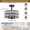 Plafonnier Cristal Noir Moderne Élégant pour Salon et Chambre