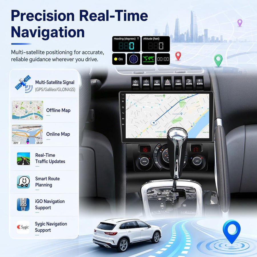 Autoradio 2+64G pour Peugeot 3008 2009-2015 sans Fil Carplay Android Auto Écran Tactile HD de 9 pouces avec GPS/WiFi/Bluetooth/EQ/FM RDS