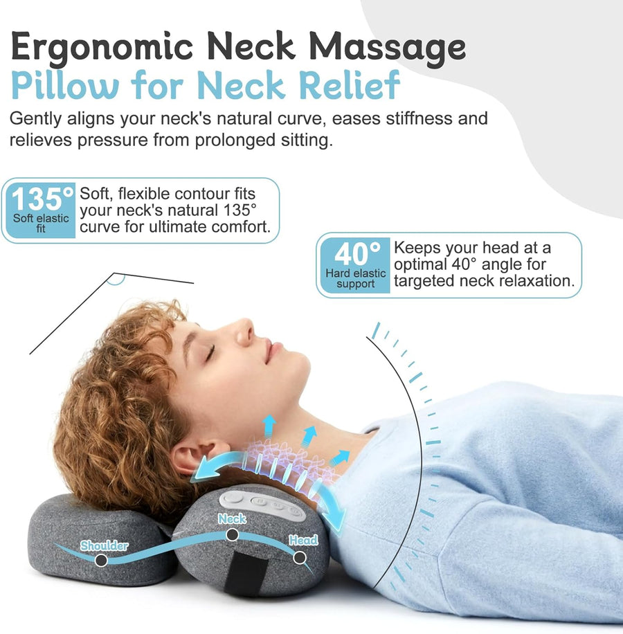 Masseur Cervical avec Chauffage, 3 en1 Masseur Dos et Cervicales avec Chauffage, Vibration et Traction, Masseur Cervical et Dos Électrique Pour Soulager Les Douleurs Des Tissus Profonds