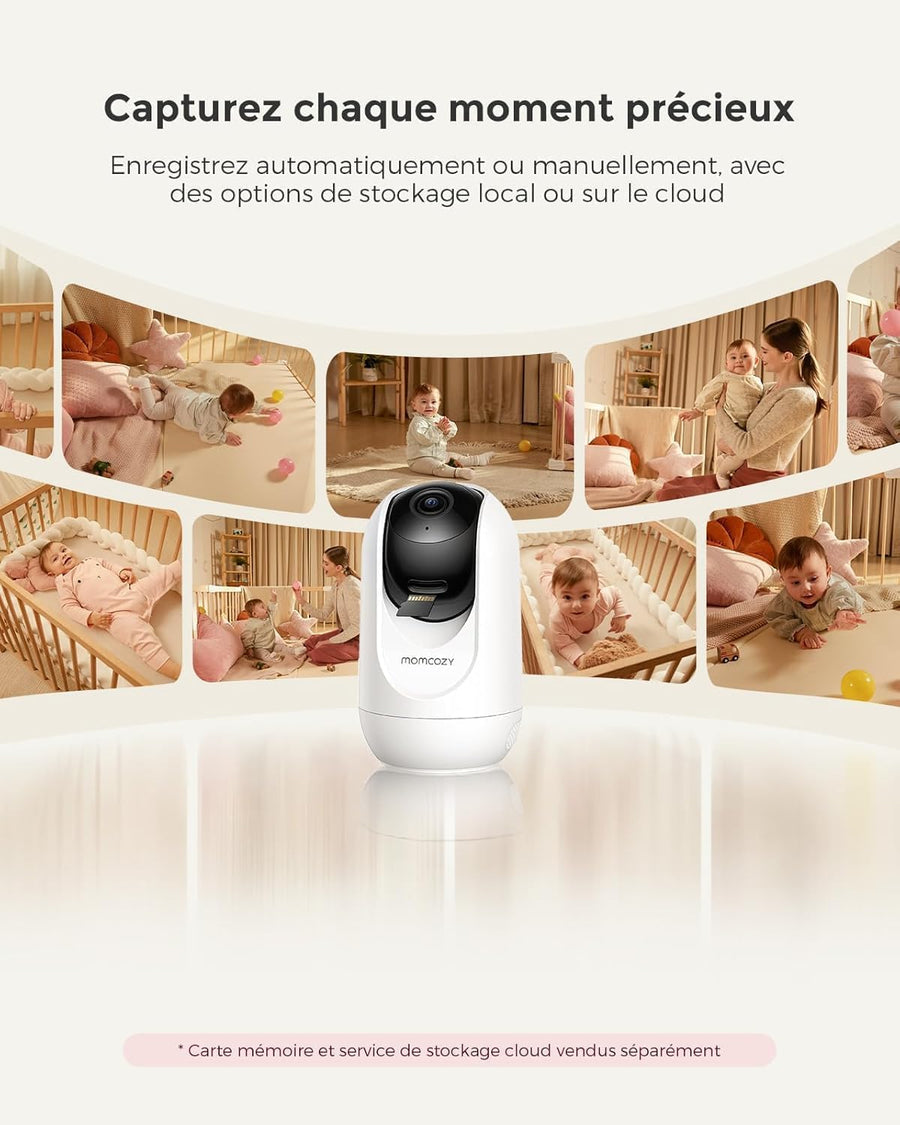 Babyphone Caméra BM04 | Écran 5 Pouces, avec ou sans WiFi | Livré avec 1 Caméra, Vision Nocturne 1080p, Portée 290 m, Autonomie 20h, Détection Pleurs et Mouvement