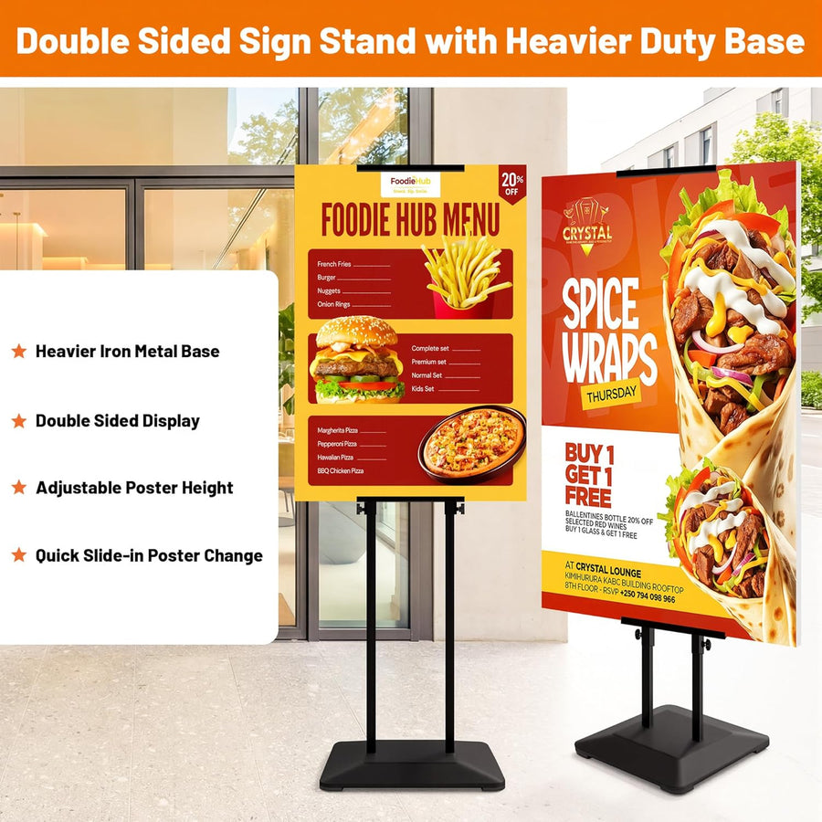 Support Panneau Publicitaire Ultra Stable Base Lourde – Support d’Affiche Double Face Réglable – Présentoir Professionnel Sur Pied pour Panneau Mousse – Restaurant & Salon – 1 Pièce