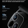 Camera 3K Surveillance WiFi Extérieure Solaire sans Fil, 18x Zoom, Double Objectif, Enregistrement Vidéo Continu, 360°PTZ, Suivi Automatique, Détection 30m, Vision Nocturne, IP65, 2.4GHz