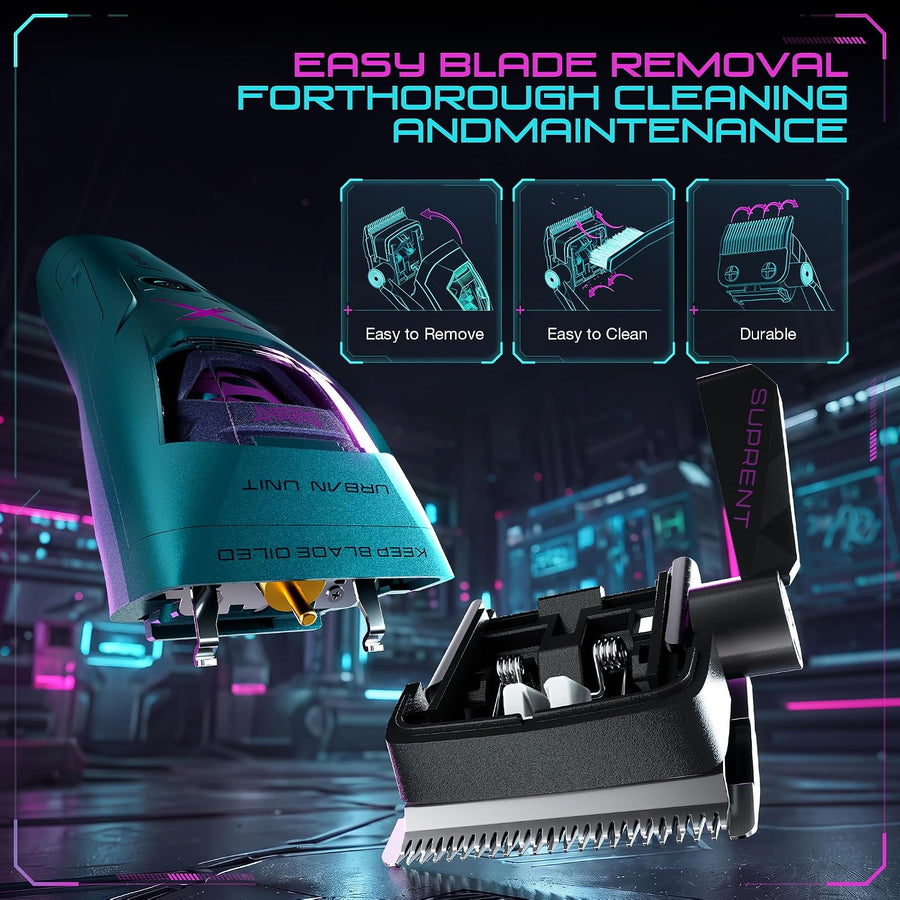 Tondeuse à Cheveux Homme Professionnelle avec Moteur Rotor Externe 8000RPM Kit Tondeuse Barbier et Finition Sans Fil, Lame DLC, Zéro écart, Protections Magnétiques