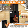 Porte Automatique Poulailler - Grande avec Minuterie du Matin/Soir, Porte Poulailler Automatique en Alliage d'aluminium, Porte Poulailler Anti-pincement Fonctionne à Piles