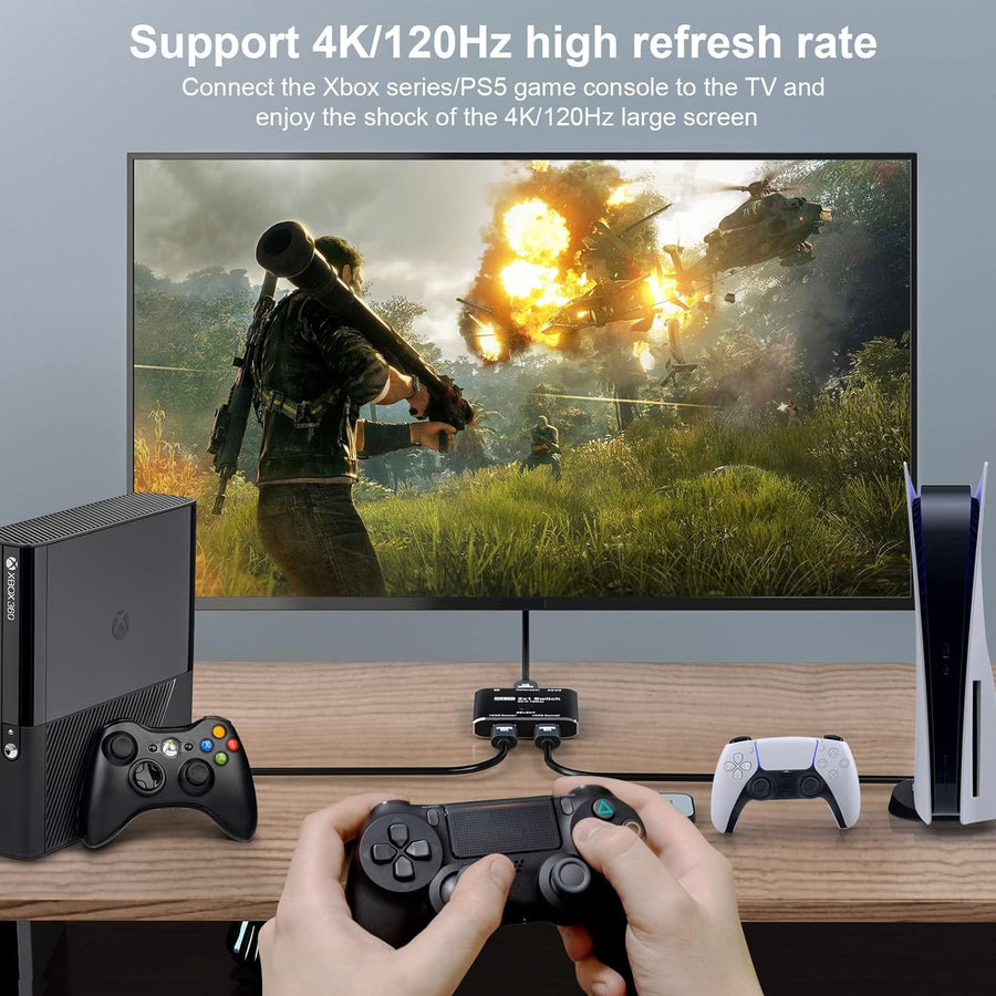 HDMI 2.1 8K interrupteur directionnel 2 in 1 out avec télécommande 8K@60Hz 4K@120Hz Convertisseur haute vitesse 48gbps