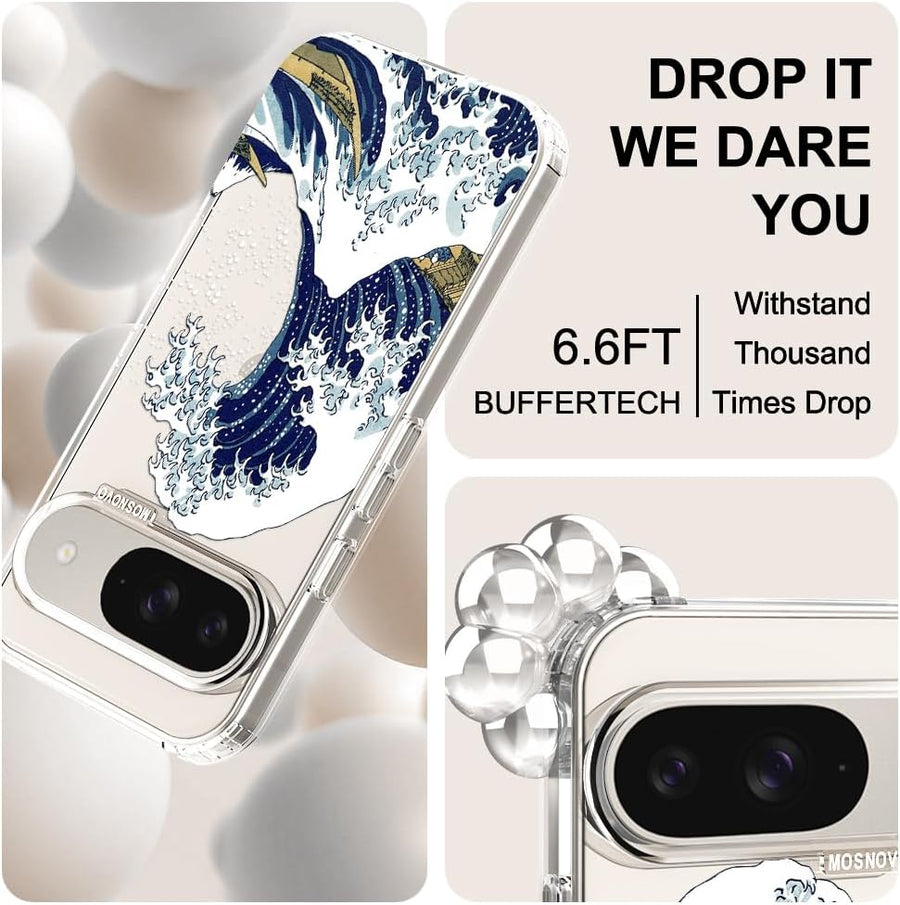 Coque pour Google Pixel 9 & 9 Pro - Housse Fine Transparente Antichoc en TPU + PC [Protection Contre Les Chutes de 2 m/Anti-Pelage] - Art de Collage Vintage